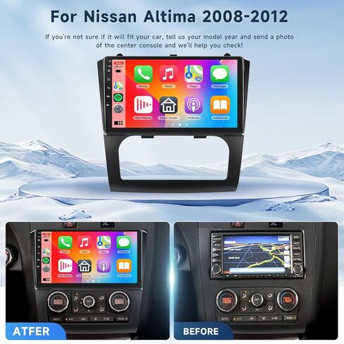 2G+64G Android 13 Car Stereo for Nissan Altima Auto A/C 2008-2012 with Wireless Carplay Android Auto, 9 Inch Touch Screen Radio Support GPS/WiFi/Bluetooth/FM/SWC/Backup Camera in Saudi Arabia