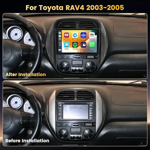 ستيريو سيارة 4+64 جيجابايت Android 15 لسيارة Toyota RAV4 2003-2005 Wireless Carplay Android Auto، ستيريو سيارة بشاشة تعمل باللمس 9 بوصة مع نظام تحديد المواقع العالمي (GPS)، كاميرا احتياطية، بلوتوث، FM/RDS، EQ، WiFi، SWC in Kuwait