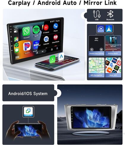 ستيريو راديو السيارة لسيارة Toyota Camry 2006-2011 Wireless Carplay/Android Auto، Android 13 يدعم نظام تحديد المواقع العالمي (GPS)، SWC، WiFi، كاميرا احتياطية، بلوتوث، شاشة لمس 9 بوصة 1280 * 720 بكسل IPS in Saudi Arabia