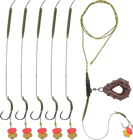 Carp Fishing Rig Set Hair Rigs Fishing Accessories with Weight Sinker Quick Change Rolling Swivel Sleeves Barb Hook Corn Bait Carp Tackle Rigs in Saudi Arabia