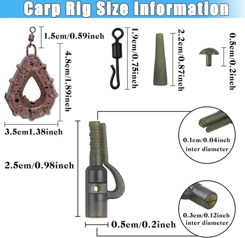 Carp Fishing Rig Set Hair Rigs Fishing Accessories with Weight Sinker Quick Change Rolling Swivel Sleeves Barb Hook Corn Bait Carp Tackle Rigs in Saudi Arabia
