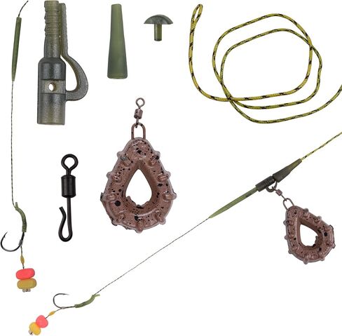 Carp Fishing Rig Set Hair Rigs Fishing Accessories with Weight Sinker Quick Change Rolling Swivel Sleeves Barb Hook Corn Bait Carp Tackle Rigs in Saudi Arabia