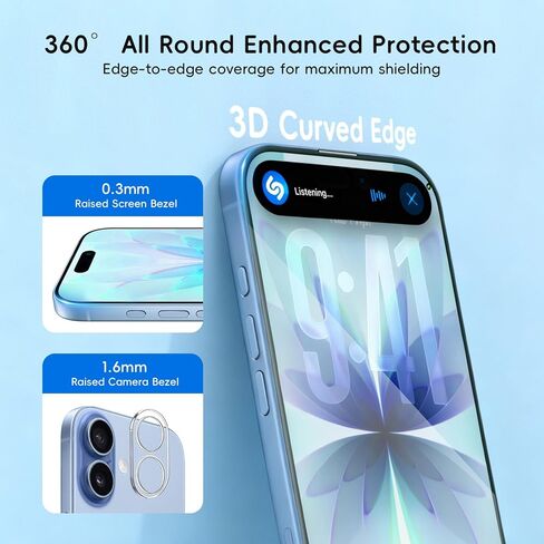 2 + 1 واقي شاشة لهاتف iPhone 17 مع واقي عدسة الكاميرا تغطية كاملة طبقة من الزجاج المقسى صلابة 9H مع صندوق خالٍ من الغبار in Kuwait