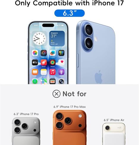 2 + 1 واقي شاشة لهاتف iPhone 17 مع واقي عدسة الكاميرا تغطية كاملة طبقة من الزجاج المقسى صلابة 9H مع صندوق خالٍ من الغبار in Kuwait