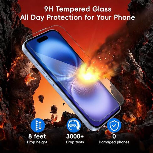 2 + 1 واقي شاشة لهاتف iPhone 17 مع واقي عدسة الكاميرا تغطية كاملة طبقة من الزجاج المقسى صلابة 9H مع صندوق خالٍ من الغبار in Kuwait