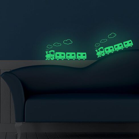 Glow in The Dark Wall Stickers,Train Decor for Boys and Girls Bedroom, Nursery Wall Sticker for Home Sweet Home, 2 Pack Trains Wall Stickers for Kids Bedroom Decor in Saudi Arabia