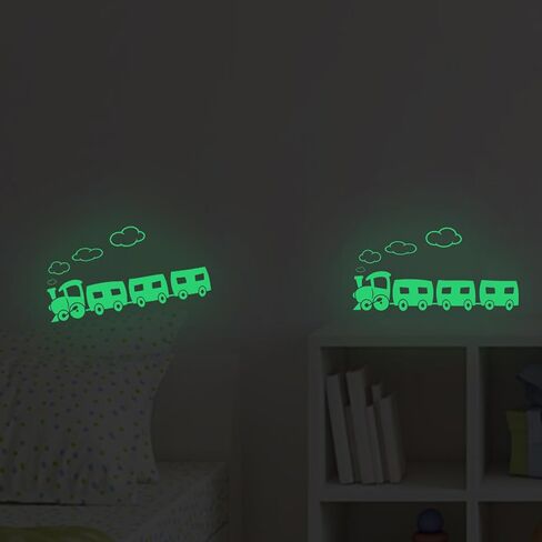 Glow in The Dark Wall Stickers,Train Decor for Boys and Girls Bedroom, Nursery Wall Sticker for Home Sweet Home, 2 Pack Trains Wall Stickers for Kids Bedroom Decor in Saudi Arabia