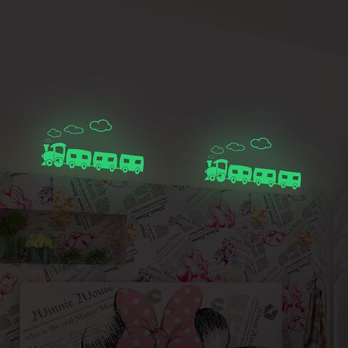 Glow in The Dark Wall Stickers,Train Decor for Boys and Girls Bedroom, Nursery Wall Sticker for Home Sweet Home, 2 Pack Trains Wall Stickers for Kids Bedroom Decor in Saudi Arabia