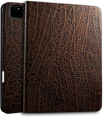حافظة Gexmil من الجلد الطبيعي لجهاز iPad Pro 11 بوصة (M5/M4) 2025/2024 مع حامل قلم رصاص، غطاء حماية ذكي من الجلد المقاوم للصدمات، حامل قابل للتعديل للنوم/الاستيقاظ التلقائي مضاد للانزلاق، بني زهري in Saudi Arabia