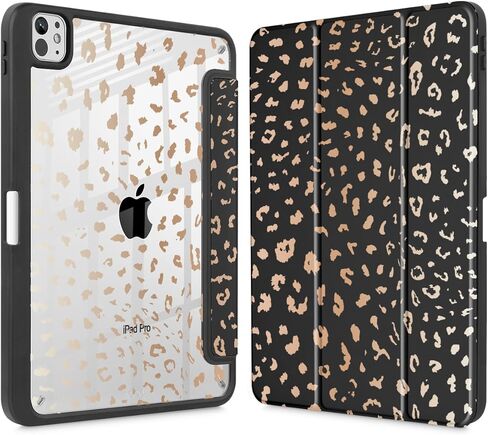 حافظة May Chen لجهاز iPad Pro 13 بوصة M5 2025 / M4 2024، حامل قلم رصاص مدمج وغطاء خلفي شفاف مطبوع وغطاء نحيف مضاد للصدمات، تنبيه/غفو تلقائي، طباعة جلد الفهد in Kuwait