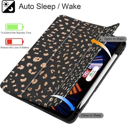 حافظة May Chen لجهاز iPad Pro 13 بوصة M5 2025 / M4 2024، حامل قلم رصاص مدمج وغطاء خلفي شفاف مطبوع وغطاء نحيف مضاد للصدمات، تنبيه/غفو تلقائي، طباعة جلد الفهد in Kuwait