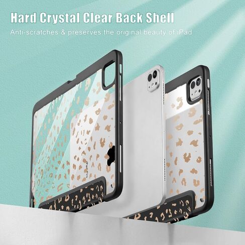 حافظة May Chen لجهاز iPad Pro 13 بوصة M5 2025 / M4 2024، حامل قلم رصاص مدمج وغطاء خلفي شفاف مطبوع وغطاء نحيف مضاد للصدمات، تنبيه/غفو تلقائي، طباعة جلد الفهد in Kuwait