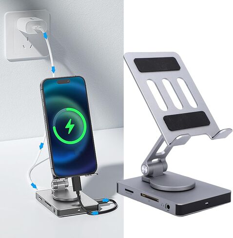 Tablet Docking Station Stand, 8 in 1 Type C Hub with Memory Card Slot 4K 60Hz 3.5mm Port 100W PD Fast Charge RJ45 USB 3.0, for Cellphone Tablet ROG Ally in Saudi Arabia