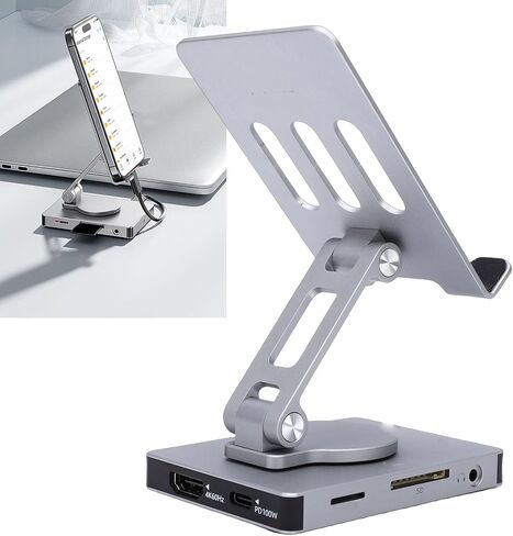 Tablet Docking Station Stand, 8 in 1 Type C Hub with Memory Card Slot 4K 60Hz 3.5mm Port 100W PD Fast Charge RJ45 USB 3.0, for Cellphone Tablet ROG Ally in Saudi Arabia