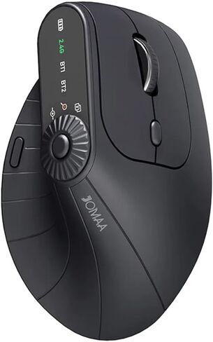 JOMAA Wireless 2.4G & Dual Bluetooth ثلاث قنوات ماوس عمودي مريح قابل للتعديل DPI، قرص دوار متعدد الوظائف للكمبيوتر الشخصي والكمبيوتر المحمول وماك بوك، قابل لإعادة الشحن (أرجواني) in Kuwait