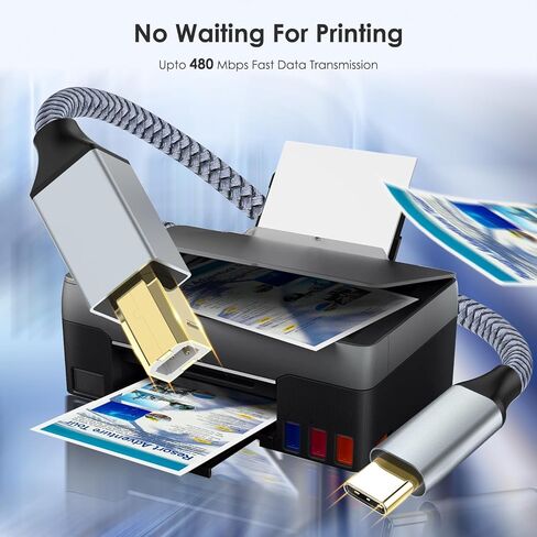 كابل طابعة USB B إلى USB C بطول 6 أقدام، سلك USB-C إلى USB-B لأجهزة iPad Air، MacBook Pro / Air M1، Mac Pro، iMac Pro، كابل MIDI لبيانو Yamaha Casio الرقمي، لوحة مفاتيح MIDI، وحدة تحكم DJ، DAC إلى iPad - 2M in Kuwait