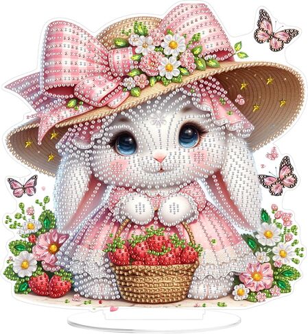 Yunzlly DIY Desktop Diamond Art Painting Kit, Stand Up Gem Painting Ornament for Adults, Acrylic Tabletop Diamond Board Painting, Double Sided (Flower Basket) in Saudi Arabia