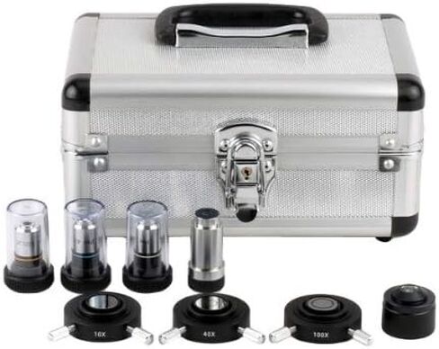 AmScope T390A-PCS مجهر ثلاثي العينيات مركب احترافي، تكبير 40X-1600X، عدسات WF10x وP16x، مجال مشرق وتباين الطور، إضاءة هالوجين، مكثف آبي، مرحلة ميكانيكية مزدوجة الطبقة، تبديل تلقائي 110 فولت - 220 فولت، يتضمن 3 فا in Saudi Arabia