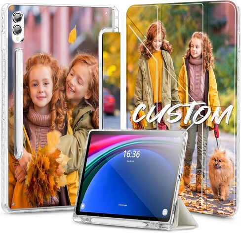 Custom Pictures Personalized Case for Samsung Galaxy Tab S10+/S10 Plus 12.4 inch(2024), Built-in Pencil Holder, Customized Photo Galaxy Tablet Case with Shockproof Protective Cover Clear PC Back Shell in Saudi Arabia