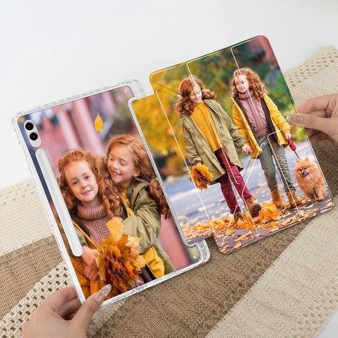 Custom Pictures Personalized Case for Samsung Galaxy Tab S10+/S10 Plus 12.4 inch(2024), Built-in Pencil Holder, Customized Photo Galaxy Tablet Case with Shockproof Protective Cover Clear PC Back Shell in Saudi Arabia