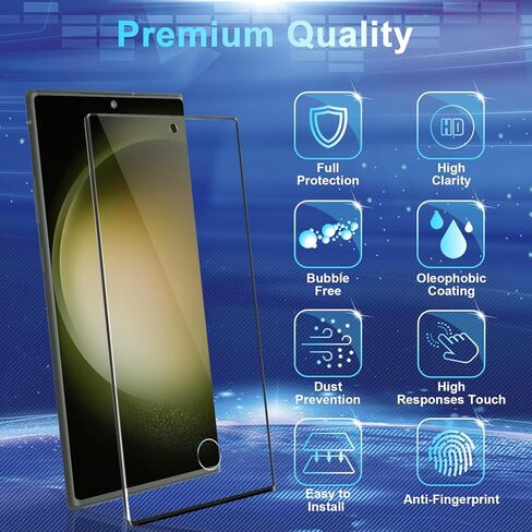 [عبوتان + 2] واقي شاشة متوافق مع هاتف Galaxy S23 Ultra 5G، 2 من الزجاج المقسى مع 2 واقي لعدسة الكاميرا، وضوح عالي، مضاد للكسر، خالٍ من الفقاعات in Kuwait