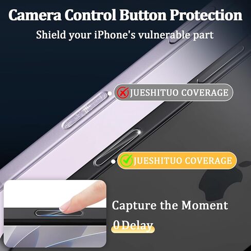 قطعتان من واقي زر التحكم في الكاميرا لهاتف iPhone 17/Air/17 Pro/17 Pro Max، غطاء واقٍ عالي الدقة من الزجاج المقوى المقاوم للخدش، مناسب لهاتف iPhone بنقرة جانبية على مفتاح الالتقاط باللمس (نظيف) in Kuwait