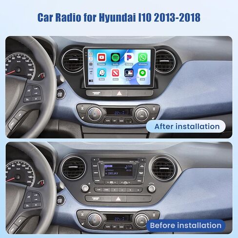 [4+128GB] Android 15 Car Radio for Hyundai I10 2013-2018 with Wireless Carplay/Android Auto, 9 Inch HD Touchscreen Car Stereo with GPS WiFi Bluetooth FM/RDS EQ SWC Backup Camera MIC in Saudi Arabia