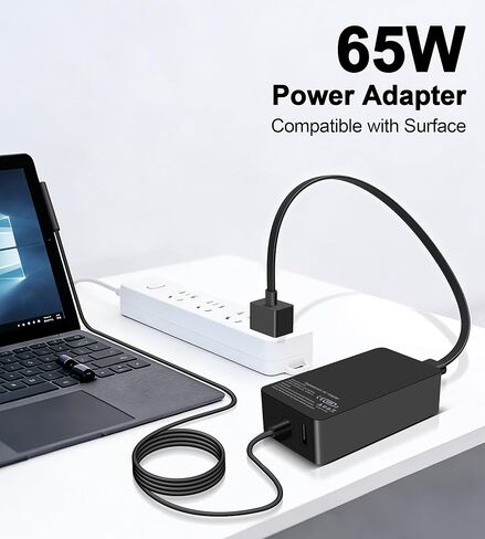 65W Surface Pro Charger Compatible with Microsoft Surface Pro 11, 10, 9, 8, 7+, 7, 6, 5, 4, 3, X, Windows Surface7/6/5/4/3/2/1/Studio, Surface Book 3/2/1,Surface Go 3/2/1 Laptop Tablet Support 44W,36W in Saudi Arabia