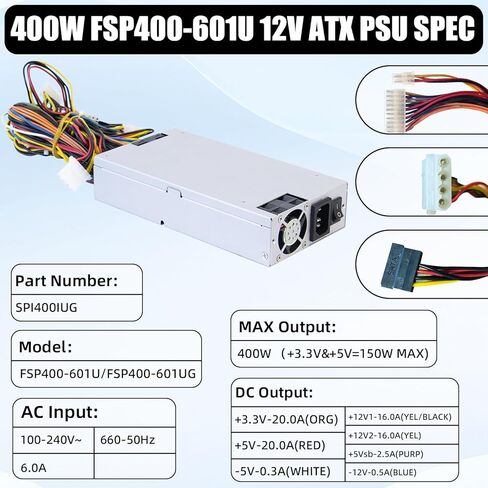 LXun Upgraded FSP400-601U P1H-6400P 400W Power Supply P1M-6400P FSP350-601U FSP300-601U PSU Compatible with 1U -5V FSP400-601U SPI400IUG Switching Power Supply Repair 400w Switching Power Supply in Saudi Arabia