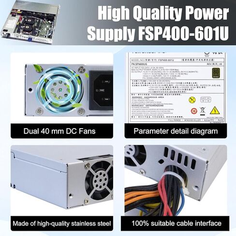 LXun Upgraded FSP400-601U P1H-6400P 400W Power Supply P1M-6400P FSP350-601U FSP300-601U PSU Compatible with 1U -5V FSP400-601U SPI400IUG Switching Power Supply Repair 400w Switching Power Supply in Saudi Arabia