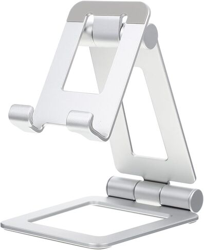NOLITOY Desktop Foldable Mobile Phone Stand Silver Portable Phone Holder Compatible with Tablets for Home and Office Use in Saudi Arabia
