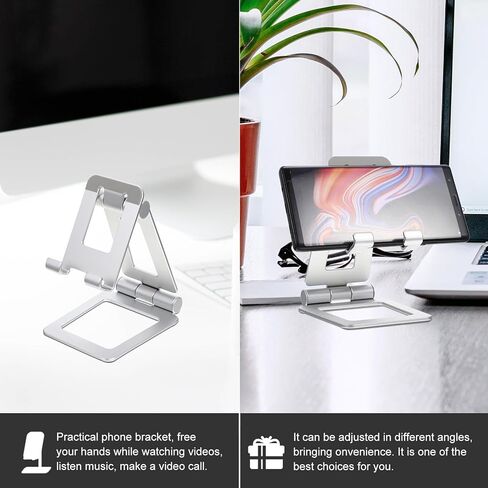 NOLITOY Desktop Foldable Mobile Phone Stand Silver Portable Phone Holder Compatible with Tablets for Home and Office Use in Saudi Arabia