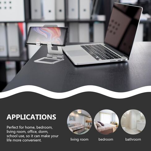 NOLITOY Desktop Foldable Mobile Phone Stand Silver Portable Phone Holder Compatible with Tablets for Home and Office Use in Saudi Arabia