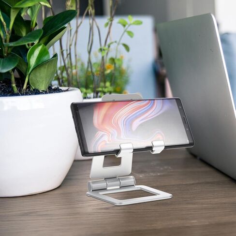 NOLITOY Desktop Foldable Mobile Phone Stand Silver Portable Phone Holder Compatible with Tablets for Home and Office Use in Saudi Arabia