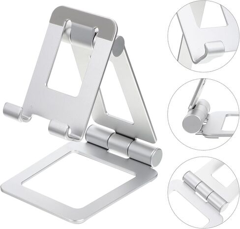 NOLITOY Desktop Foldable Mobile Phone Stand Silver Portable Phone Holder Compatible with Tablets for Home and Office Use in Saudi Arabia
