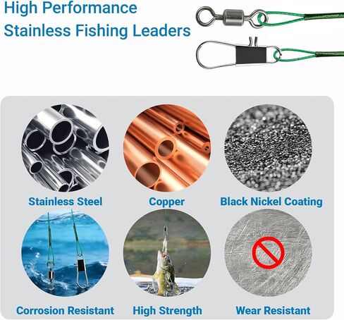 AMYSPORTS Stainless Rigs Fishing Leaders Saltwater Steel Strength Fishing Leader Lure Heavy Rig Wire Leader Line Black Nickel 60pcs in Saudi Arabia