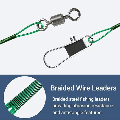 AMYSPORTS Stainless Rigs Fishing Leaders Saltwater Steel Strength Fishing Leader Lure Heavy Rig Wire Leader Line Black Nickel 60pcs in Saudi Arabia