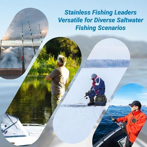 AMYSPORTS Stainless Rigs Fishing Leaders Saltwater Steel Strength Fishing Leader Lure Heavy Rig Wire Leader Line Black Nickel 60pcs in Saudi Arabia