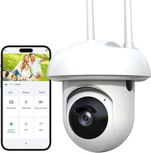 كاميرات مراقبة خارجية، كاميرات خارجية لأمن المنزل، كاميرات تدعم رؤية 1080 بكسل و355 درجة، تدعم الرؤية الليلية وإنذار الكشف الذكي، تدعم تسجيل الفيديو في جميع الأحوال الجوية in Kuwait