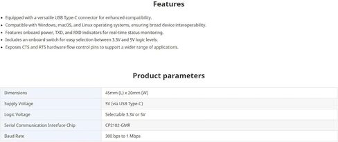 وحدة محول تسلسلي CP2102 USB إلى UART، محول USB من النوع C مع منطق 3.3 فولت/5 فولت، التوصيل والتشغيل لنظام التشغيل Windows/Mac/Linux، نقل بيانات ثابت in Kuwait