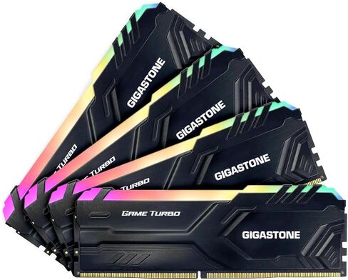 【DDR4 RGB RAM】 GIGASTONE RGB Game Turbo 64GB (4x16GB) DDR4 3200MHz Desktop RAM – PC4-25600 CL16-18-18-40, XMP 2.0 / AMD Support, 1.35V UDIMM 288-Pin, Unbuffered Non-ECC High-Performance RAM (Black) in Saudi Arabia