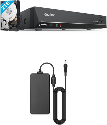 REOLINK 8CH Network Video Recorder Bundle with Extra 120W Power Adapter, Backup Power for Reolink NVR, 24/7 Recording to Pre-Installed 2TB HDD, Compatible with 4/5/8/12/16MP PoE Cameras in Saudi Arabia