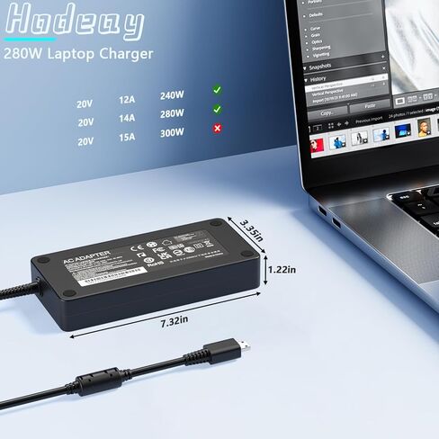 شاحن طرف USB 280 وات متوافق مع MSI GS77 GE66 GE68 GE76 Raider GE68HX GE78HX GP66 280P1A ADP-280EB محول طاقة Chicony in Kuwait