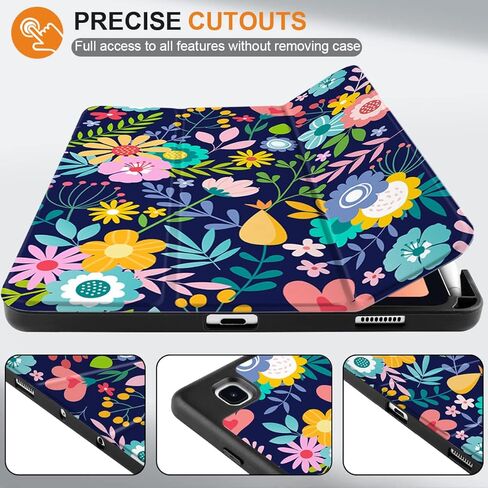 DONGKE Case for Samsung Galaxy Tab S6 Lite 10.4 Inch 2024/2022/2020, Trifold Stand + S Pen Holder + Auto Wake/Sleep + Soft TPU Protective Stand Back Cover, Florals in Saudi Arabia