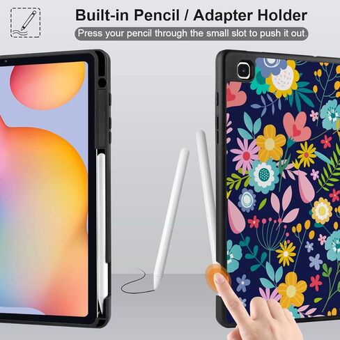 DONGKE Case for Samsung Galaxy Tab S6 Lite 10.4 Inch 2024/2022/2020, Trifold Stand + S Pen Holder + Auto Wake/Sleep + Soft TPU Protective Stand Back Cover, Florals in Saudi Arabia