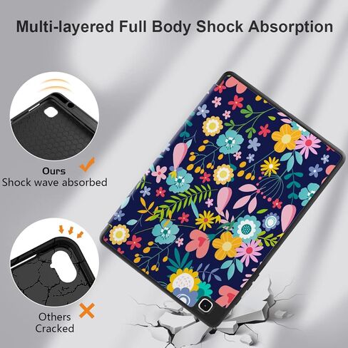DONGKE Case for Samsung Galaxy Tab S6 Lite 10.4 Inch 2024/2022/2020, Trifold Stand + S Pen Holder + Auto Wake/Sleep + Soft TPU Protective Stand Back Cover, Florals in Saudi Arabia