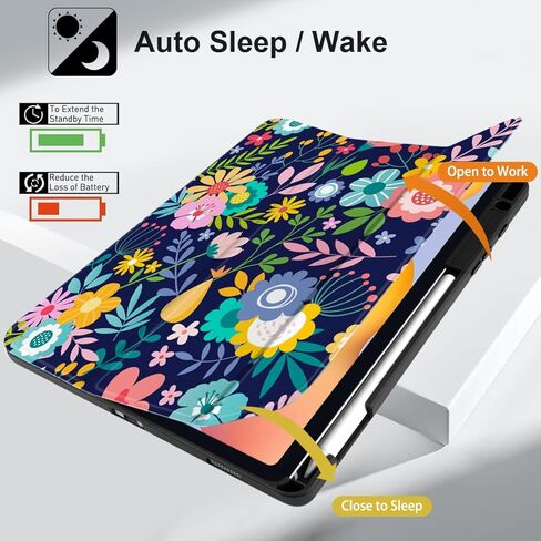 DONGKE Case for Samsung Galaxy Tab S6 Lite 10.4 Inch 2024/2022/2020, Trifold Stand + S Pen Holder + Auto Wake/Sleep + Soft TPU Protective Stand Back Cover, Florals in Saudi Arabia