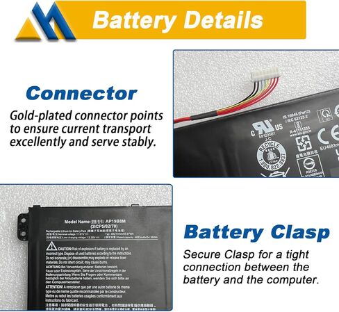 AP19B8M Laptop Battery for Acer Swift 3 SF314-59 SF314-59-56F2 TravelMate P4 TMP414-51 TMP414-51-54HA Porsche Design Book RS AP714-51GT-75VS Series KT0030G024 3ICP5/82/70 11.61V 55.97Wh in Saudi Arabia
