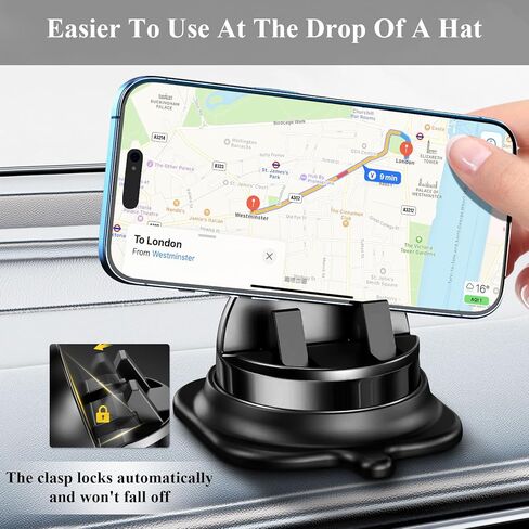 حامل هاتف السيارة - حامل هاتف على لوحة القيادة قابل للدوران 360 درجة لهواتف iPhone وSamsung وجميع الهواتف الذكية | تثبيت سريع، قبضة سيليكون غير قابلة للانزلاق | ملحقات لوحة القيادة العالمية للسيارة in Kuwait
