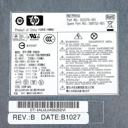 HP 503376-001 Power Supply 240W Pro 6000 6005 6200 Elite 8000 8100 8200 SFF Model PS-4241-9HA 508152 611481 611479 503375 (Renewed) in Saudi Arabia